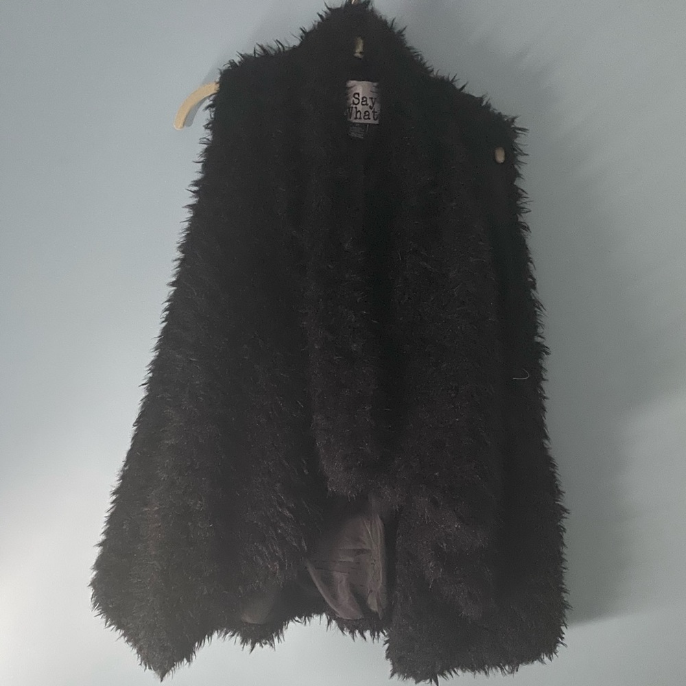Super Soft Black Faux Fur Vest